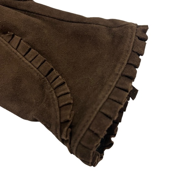 Lauren Ralph Lauren Leather Gloves Size Medium Brown Suede - Picture 7 of 10